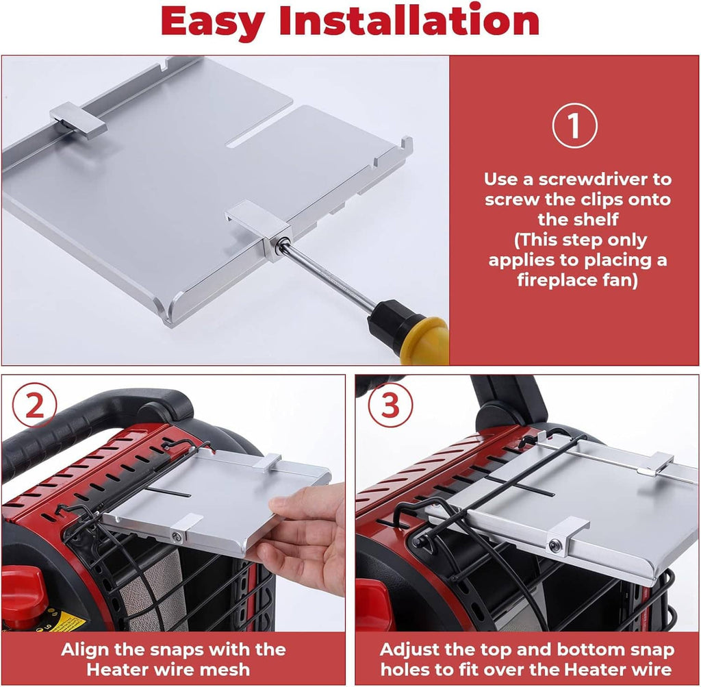 Fireplace fan bracket being installed with clips and screwdriver