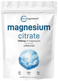 Magnesium citrate powder supplement pouch, unflavored 500mg per serving, 2 lb