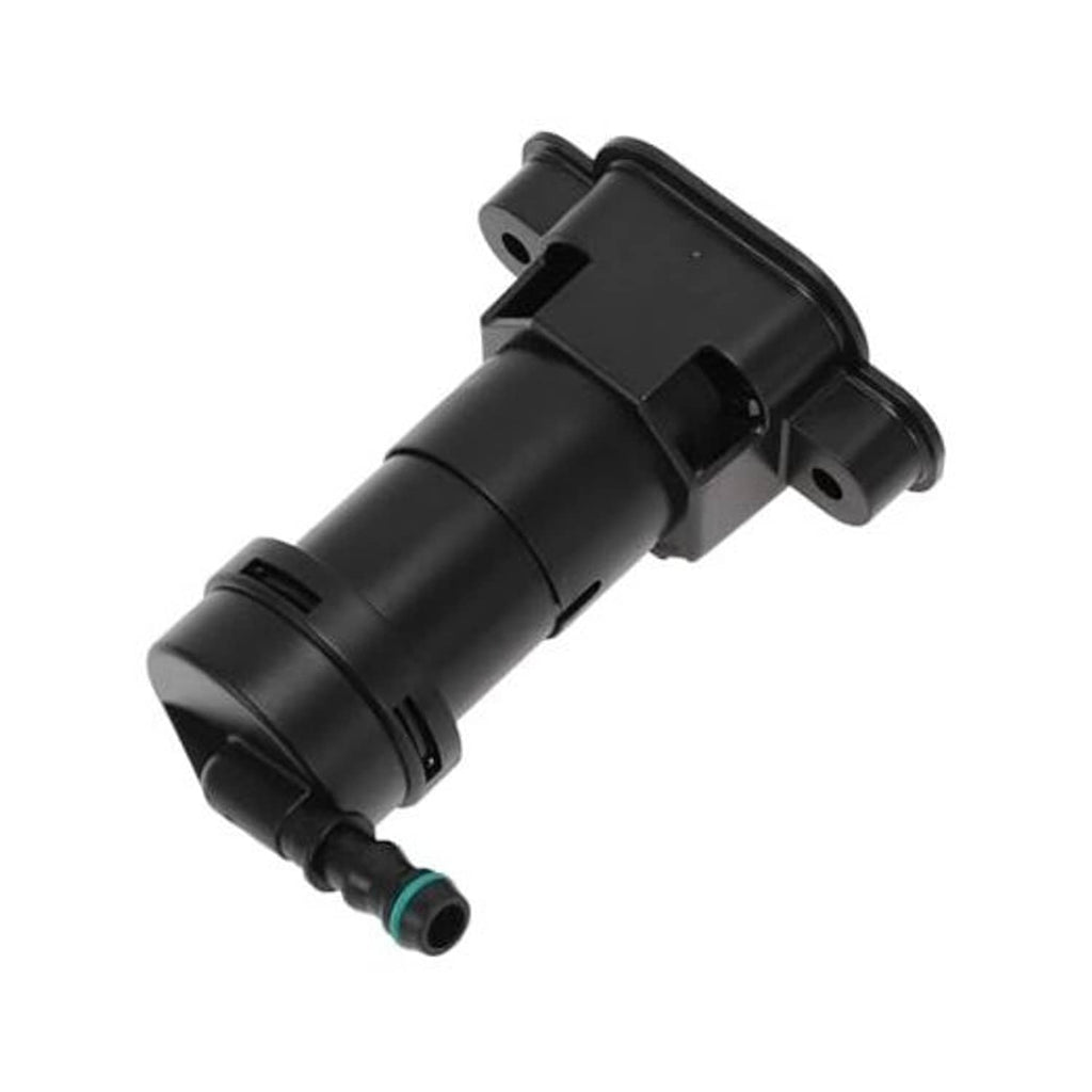 Headlight washer nozzle, black plastic injector with green hose outlet
