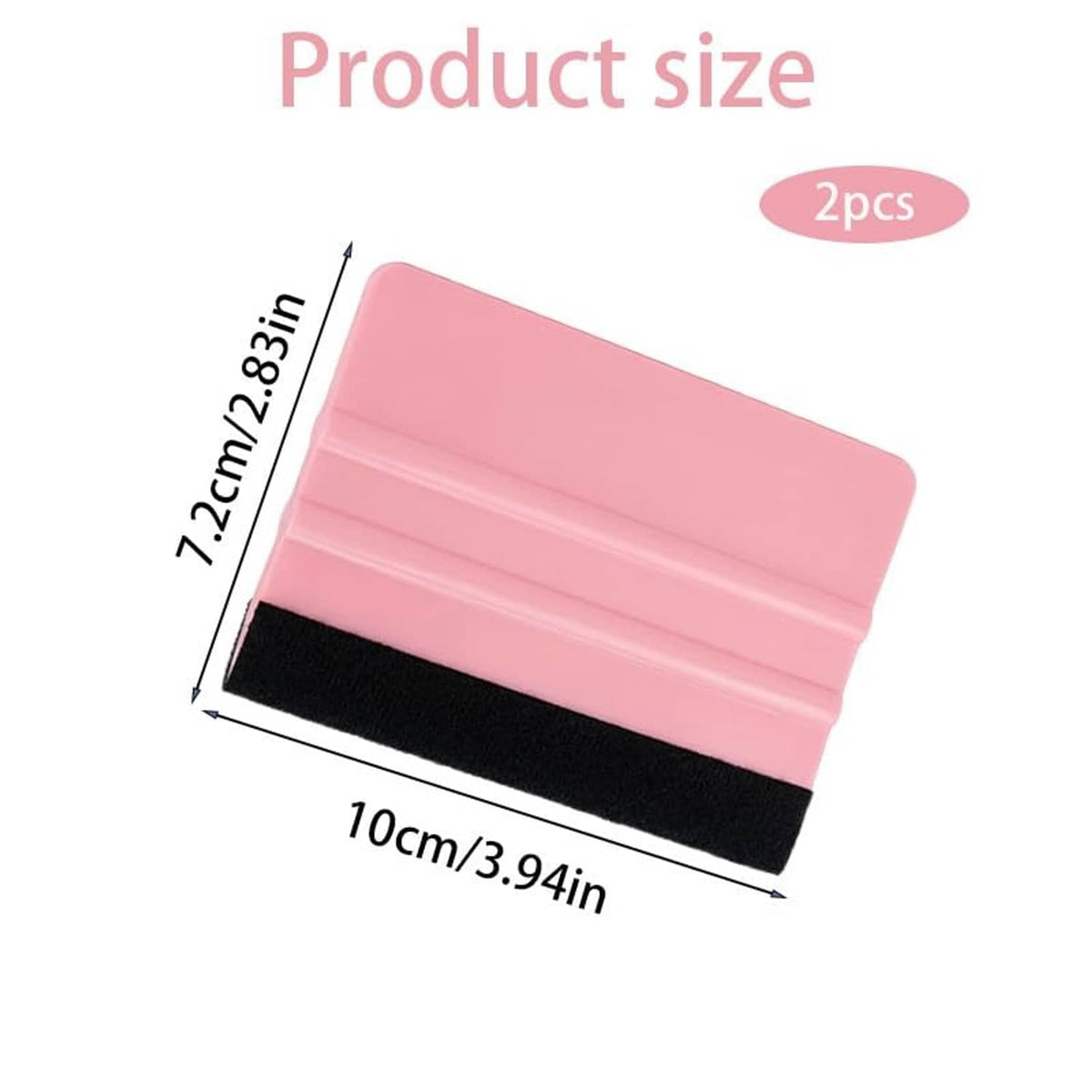 Vinyl squeegee tool with pink ribbed body and black felt edge