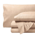 Heathered oatmeal plush flannel bed linen set with pillowcase and folded sheets