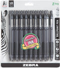 Z-Grip retractable ballpoint pen set, black ink 1.0mm, 18-pack blister packaging.