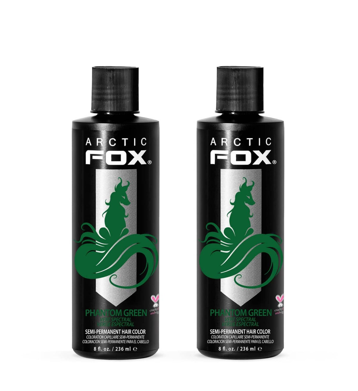 ARCTIC FOX semi-permanent hair dye bottle, Phantom Green, pack of 2