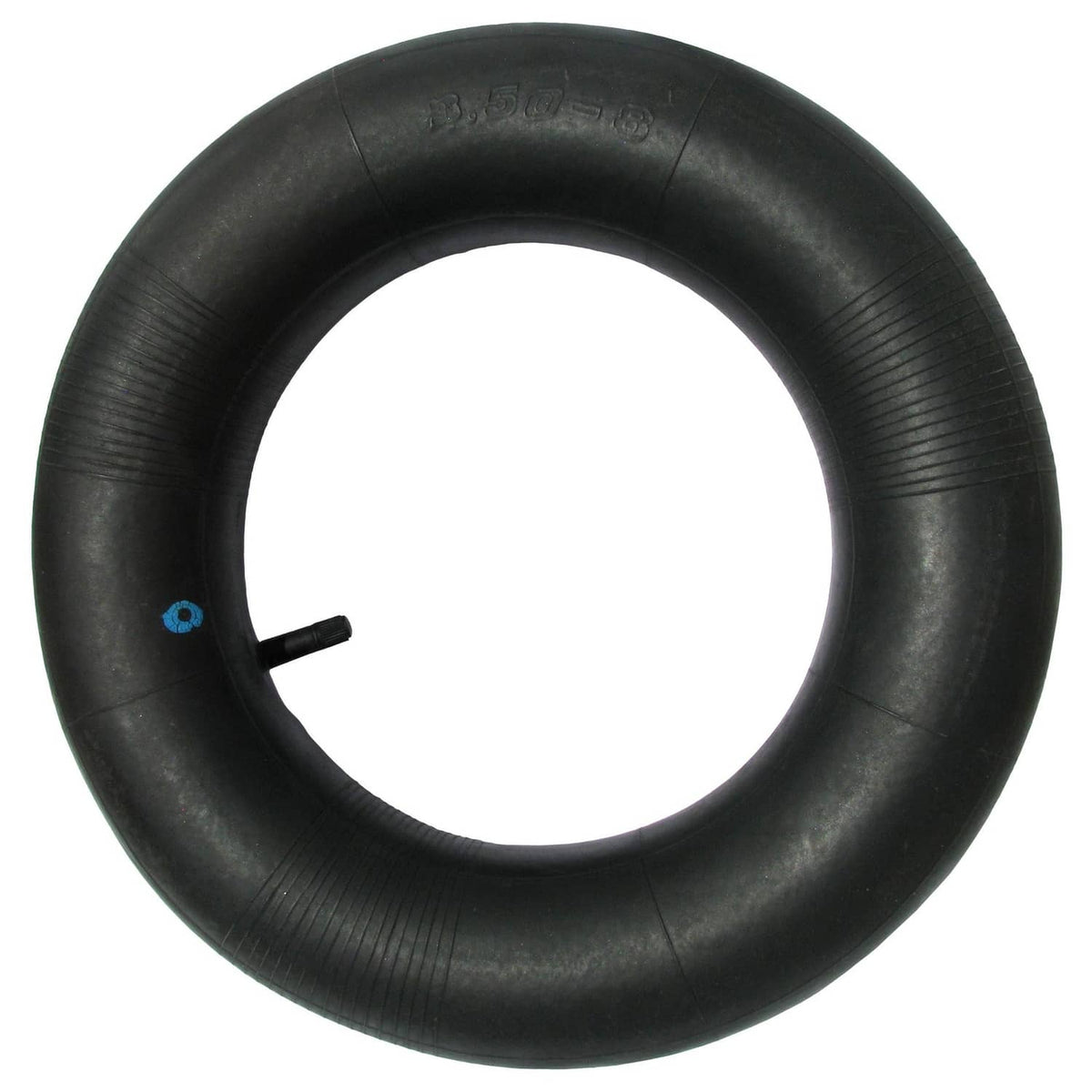 Black inner tube for 3.50-8 wheel with metal valve stem