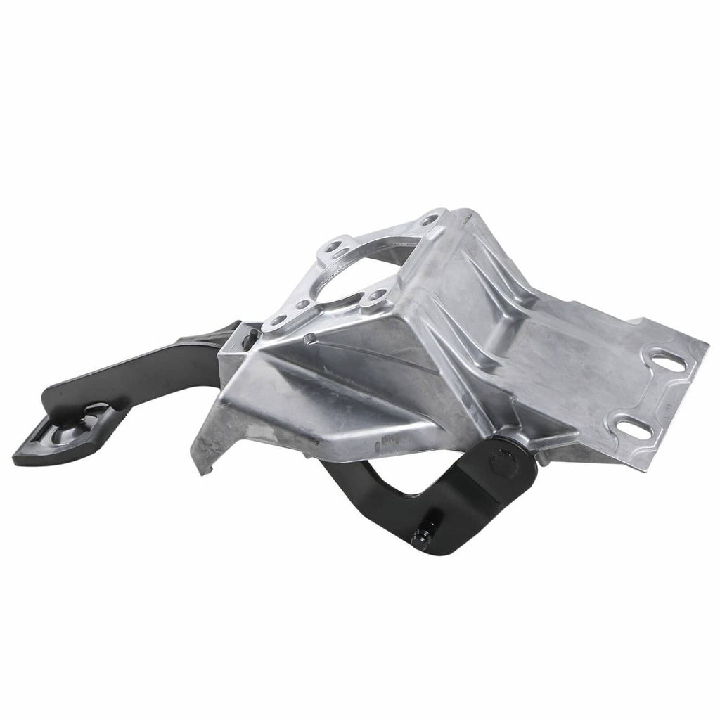 Brake and clutch pedal bracket mount assembly with black rubber pedal and silver bracket