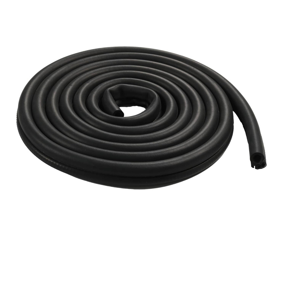 Coiled black rubber seal strip for windshield installation