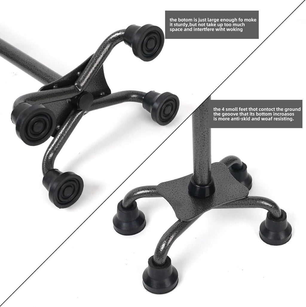 Floral quad cane base with four small rubber feet for stability