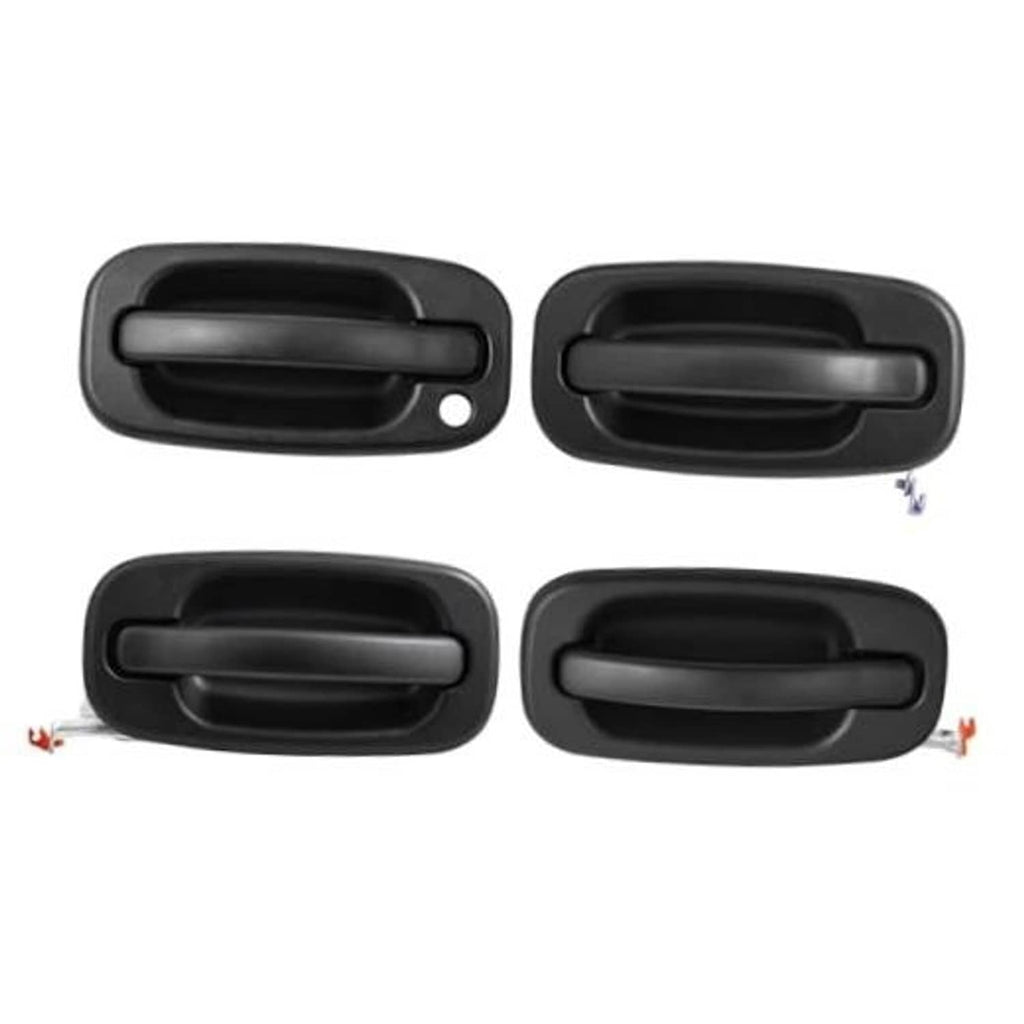 Four black exterior door handles with keyholes, set of 4