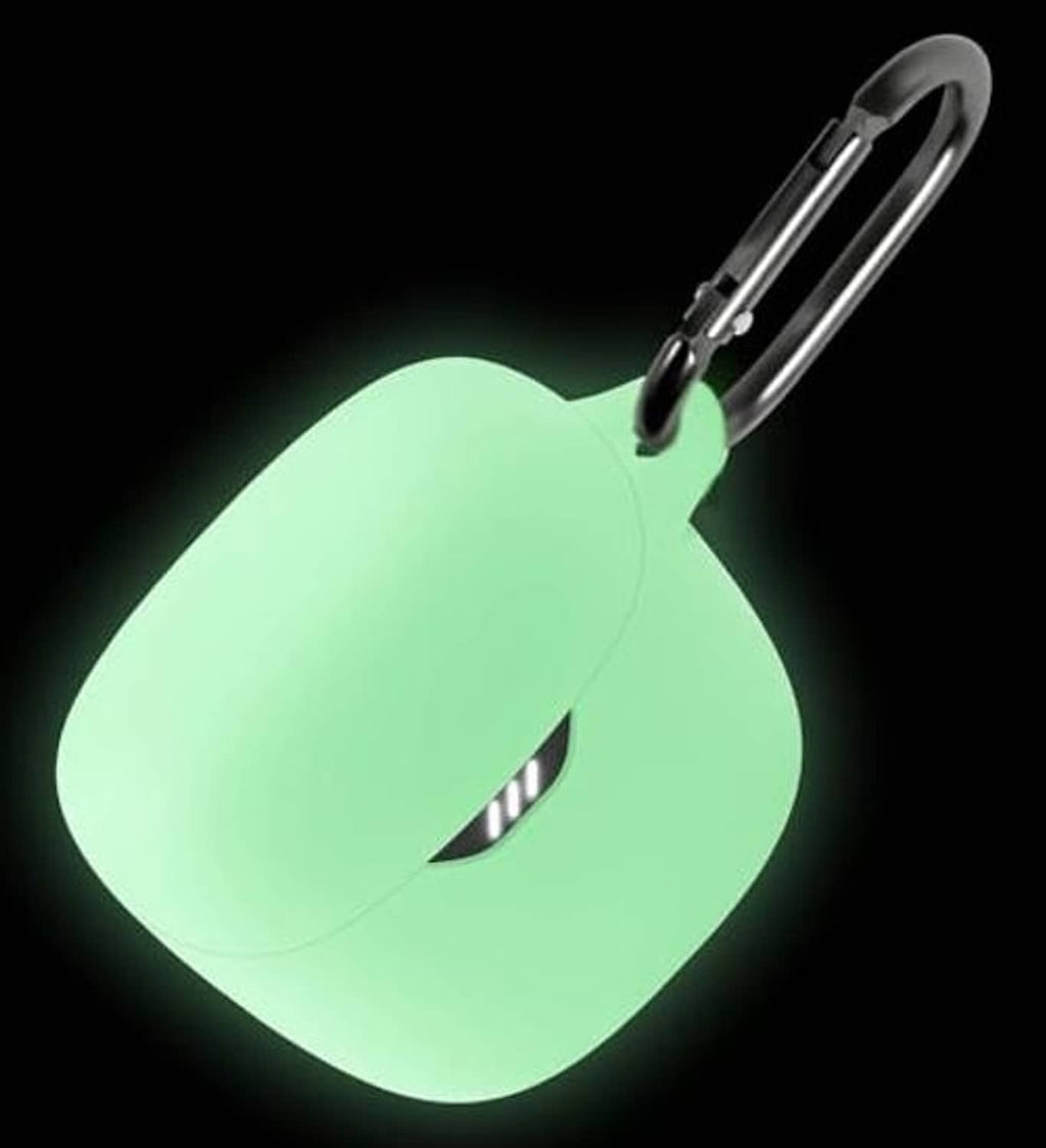 Light green silicone earbuds case cover with protective clip and secure loop