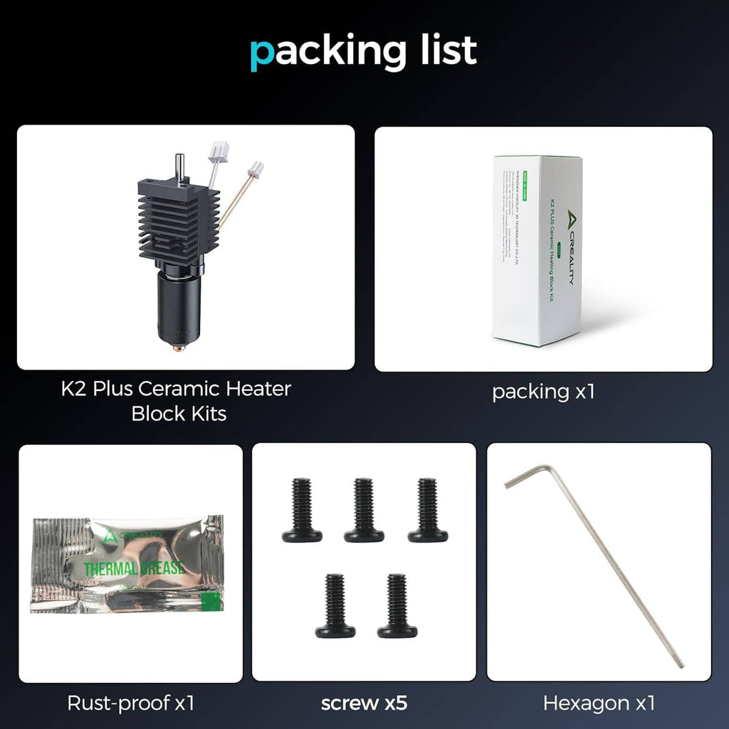 Ceramic heating block hotend kit parts set with screws and hex key