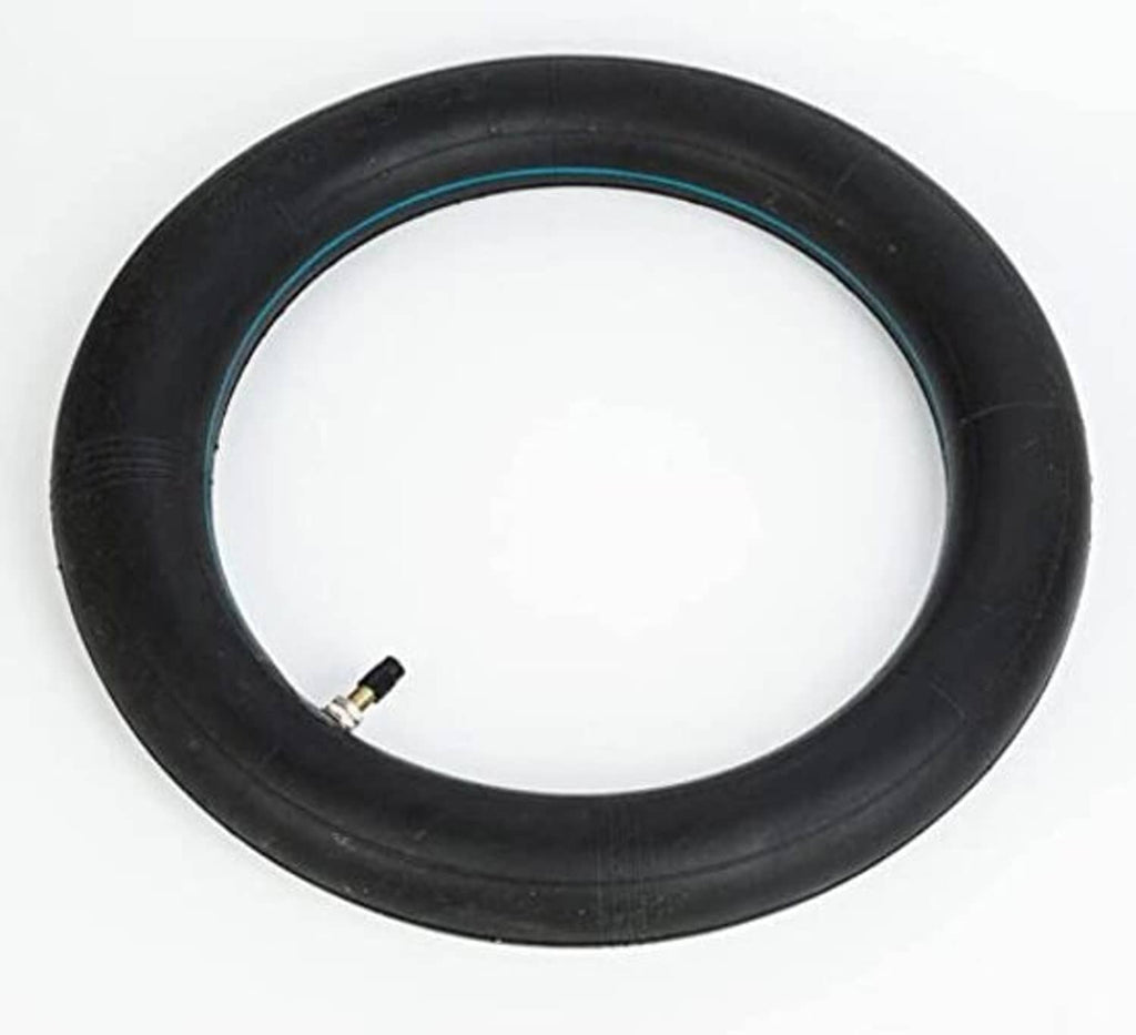 Black dirt bike inner tube with blue stripe and straight TR4 valve stem