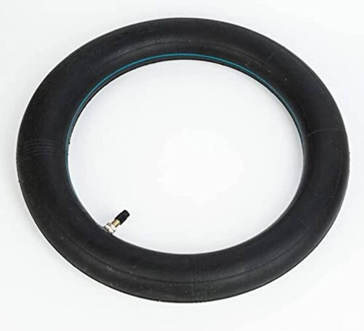 Black dirt bike inner tube with blue stripe and straight TR4 valve stem