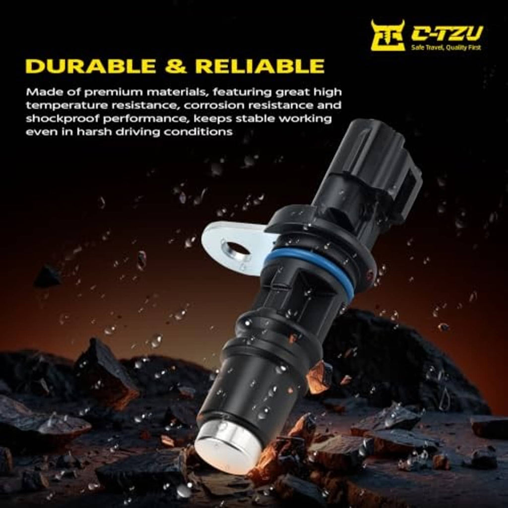 Camshaft position sensor with black body, blue seal ring, and metal mounting tab