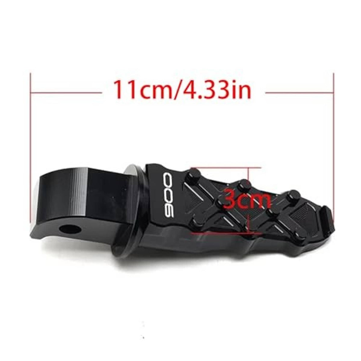 Black motorcycle frame slider set with angled front ends and mount holes