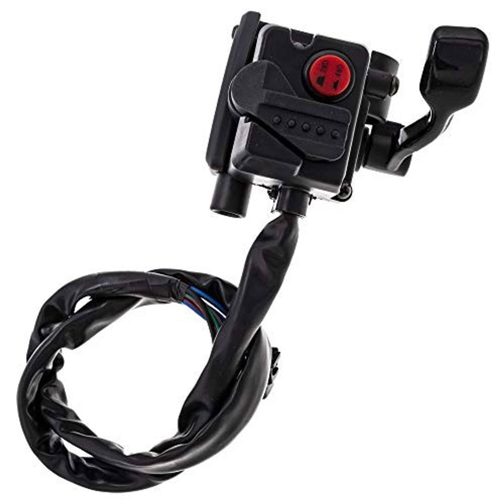 Black throttle control lever assembly with cable and red dial button