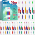 Pack of 50 individually wrapped disposable toothbrushes with colorful handles