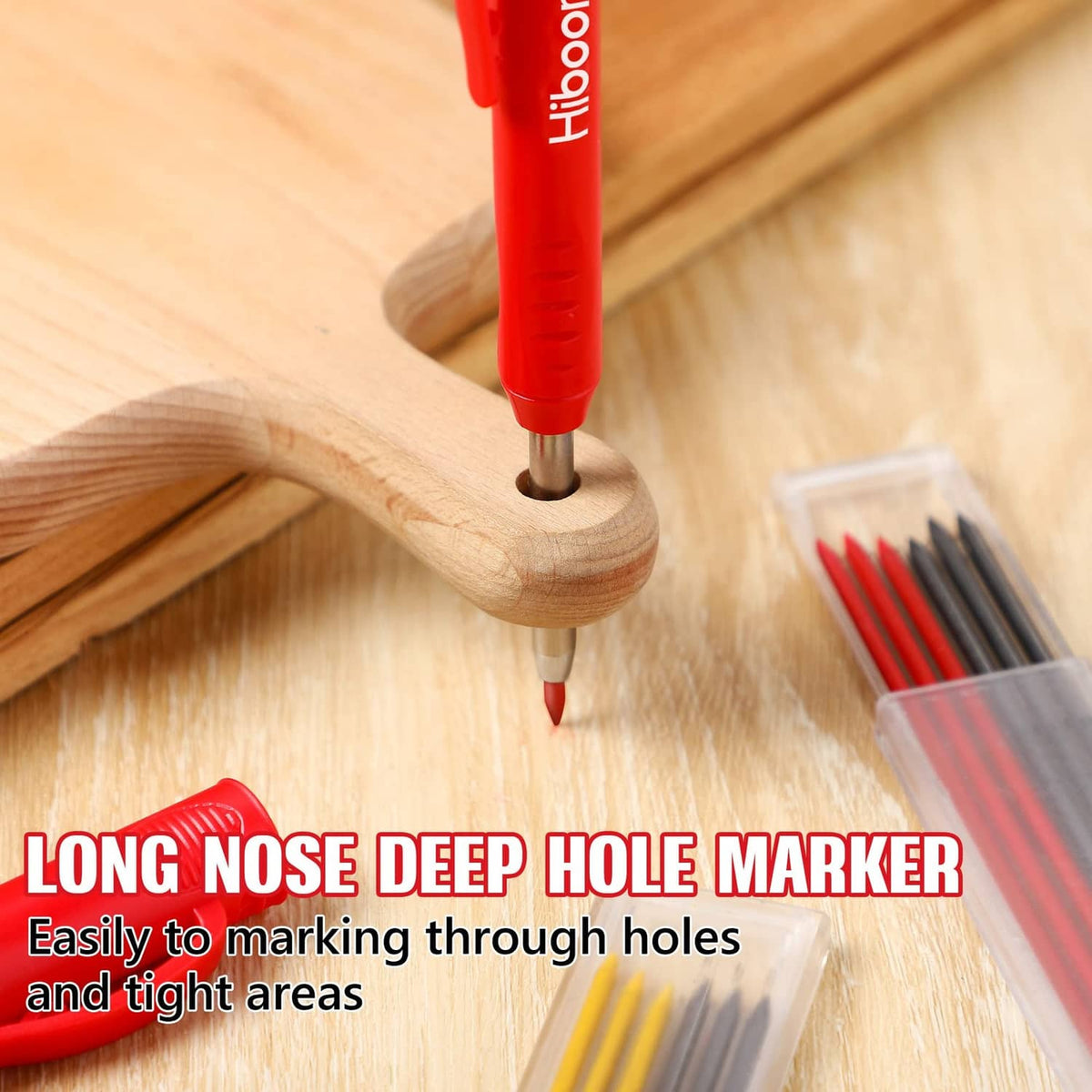 Carpenter pencil marking wood, red body with long needle point