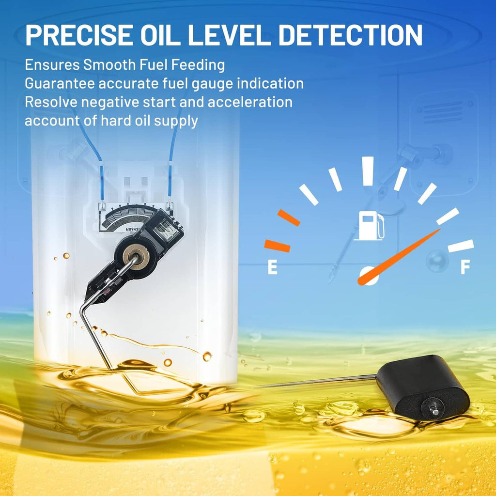 Electric fuel pump assembly with fuel level sensing parts and control float