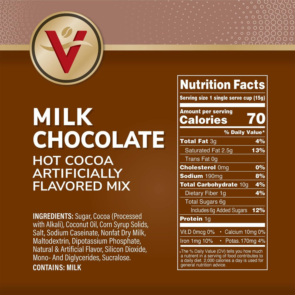 Victor Allen's milk chocolate hot cocoa artificially flavored mix nutrition facts panel