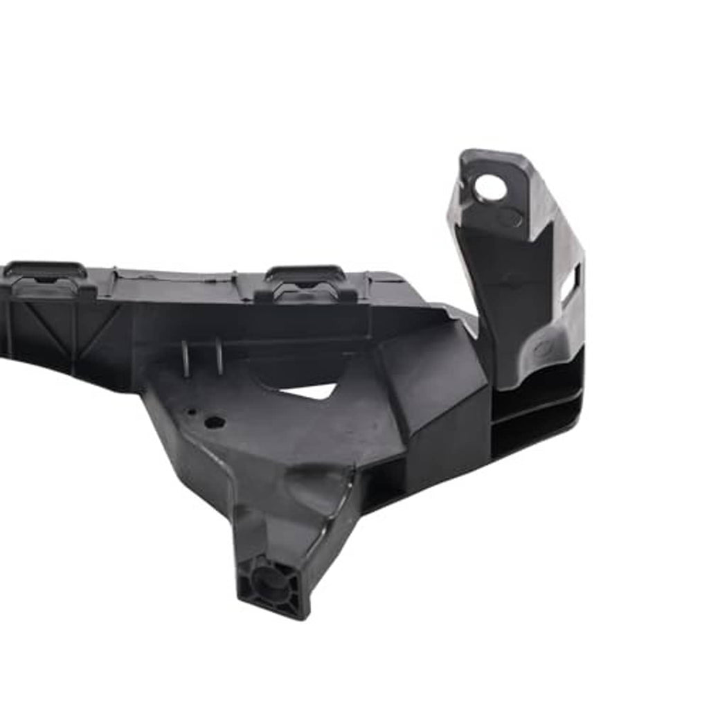 Black front bumper support bracket section with square mounting hole and integrated clips