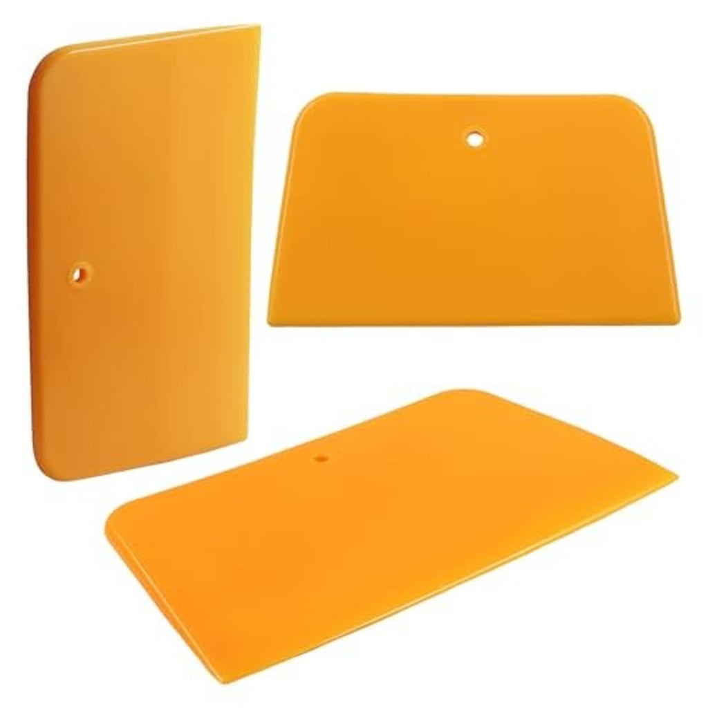 Orange plastic spreaders set, four pieces with rounded corners and center holes