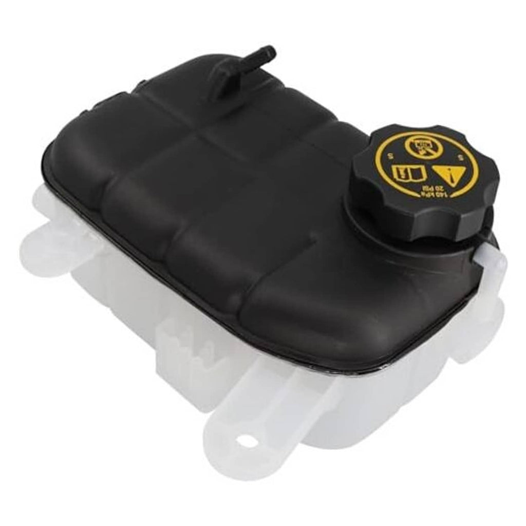Black engine coolant overflow reservoir tank with screw cap