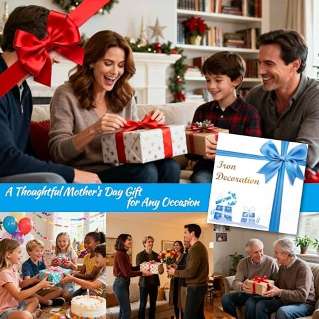 Gift card showing heart-shaped metal decoration for indoor and outdoor use