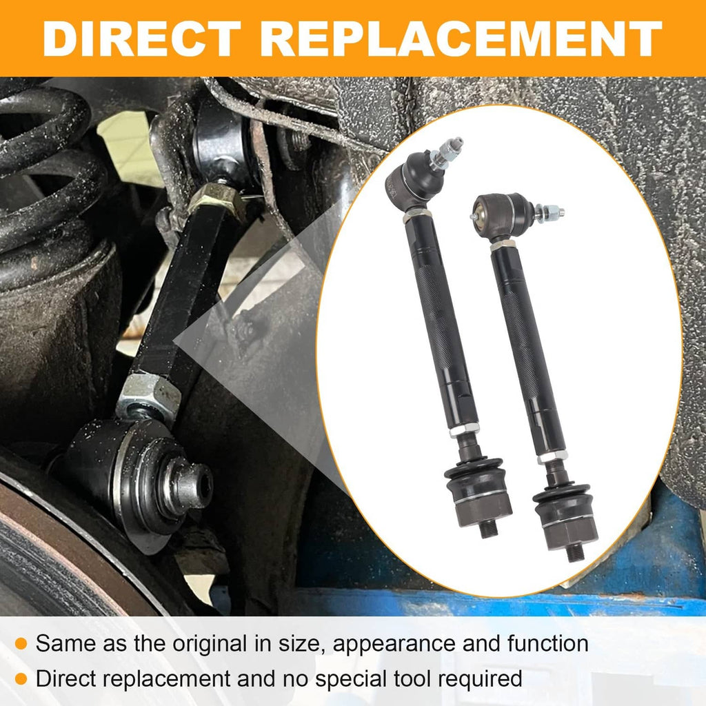 Tie rod end links with ball joints shown on a vehicle front suspension area