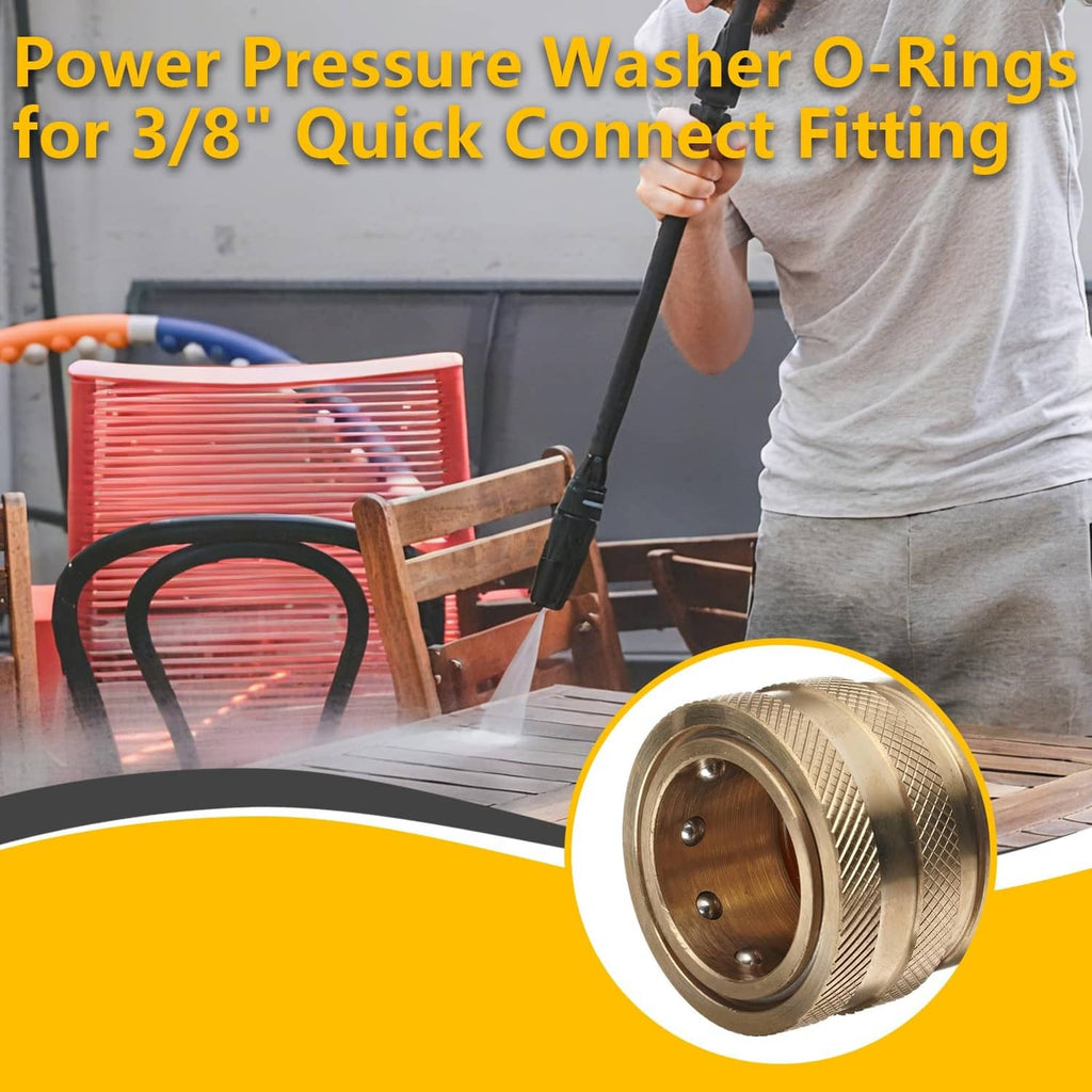 Brass quick-connect fitting with O-ring gasket for 3/8 pressure washer hose