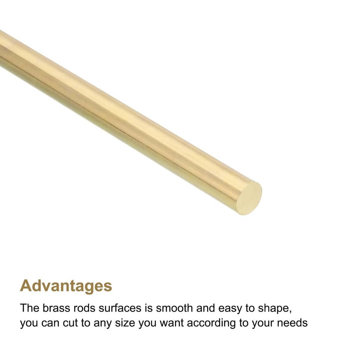 Brass solid round rod stock, smooth surface, 4mm x 305mm (single rod)