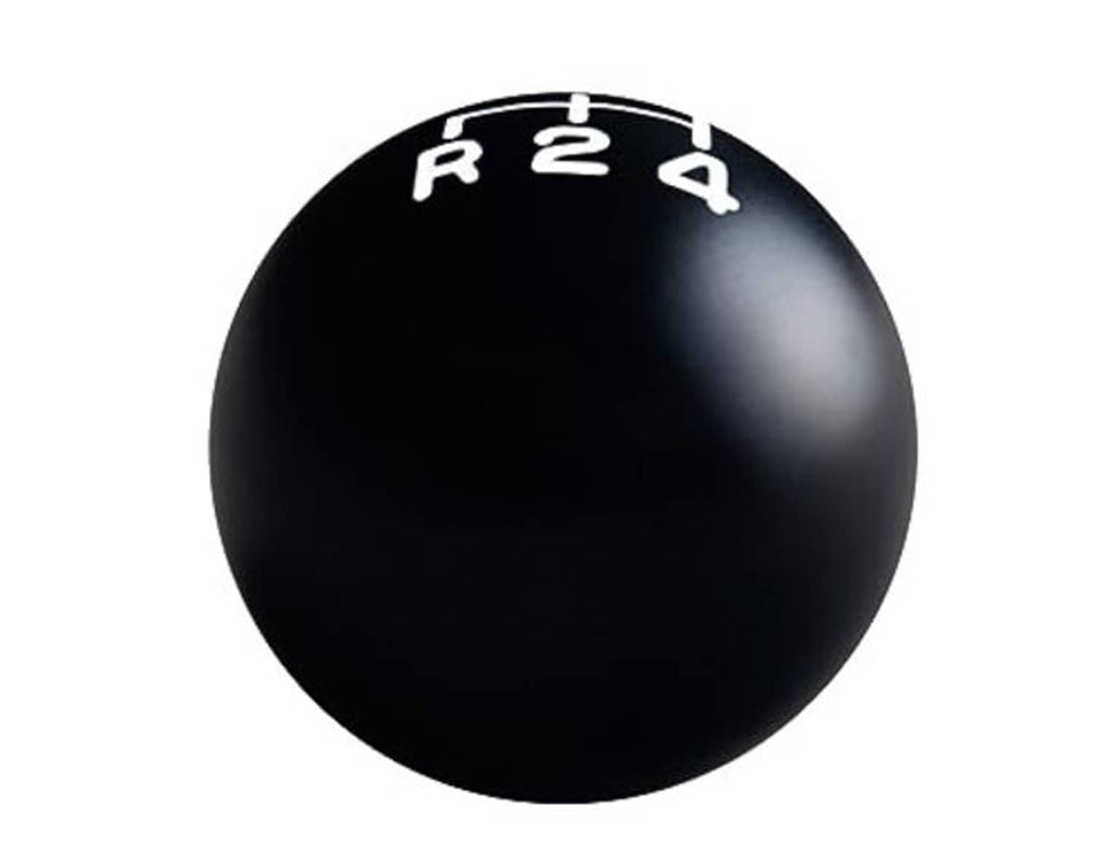 Black shift knob with white R,2,4 markings across the top