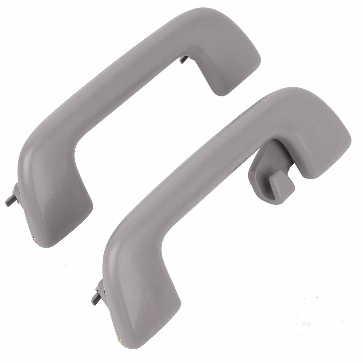 Gray interior roof grab handle with curved grip and mounting end tabs