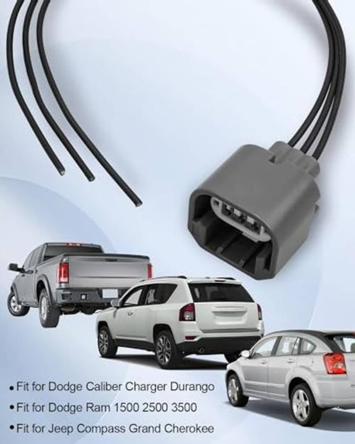 Gray 3-wire connector plug with red insert and three black leads