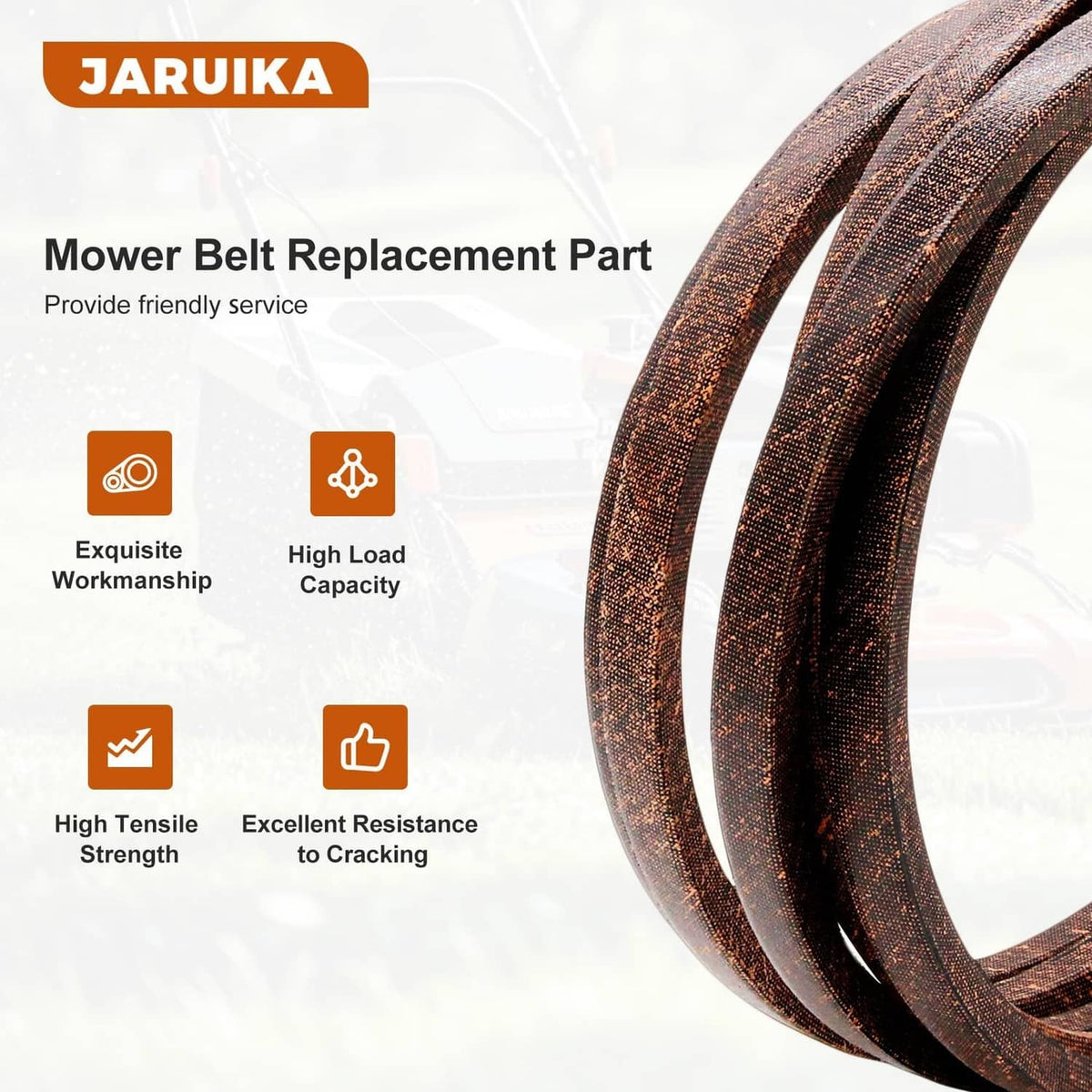 Brown lawn mower belt replacement coil, stacked loops
