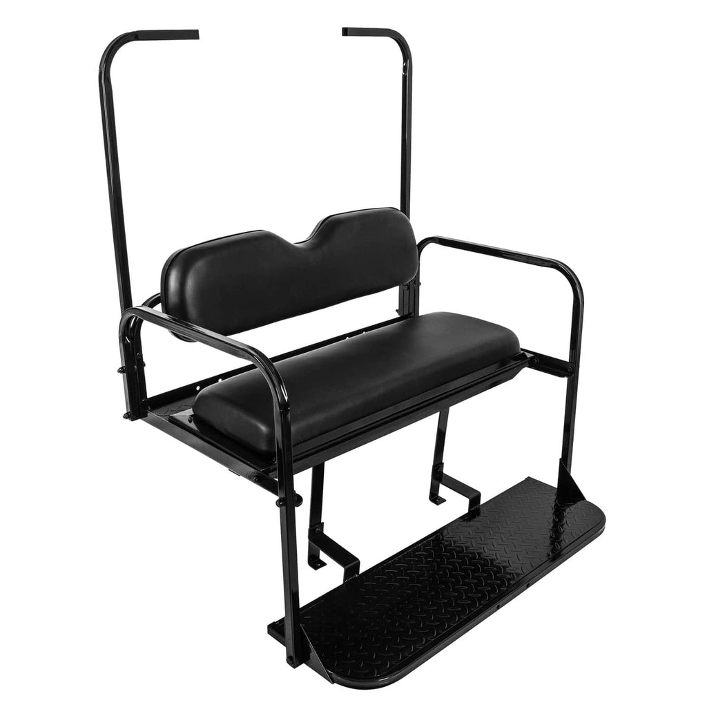 Folding rear seat cushion pad with roof support, black padded seat and foot platform