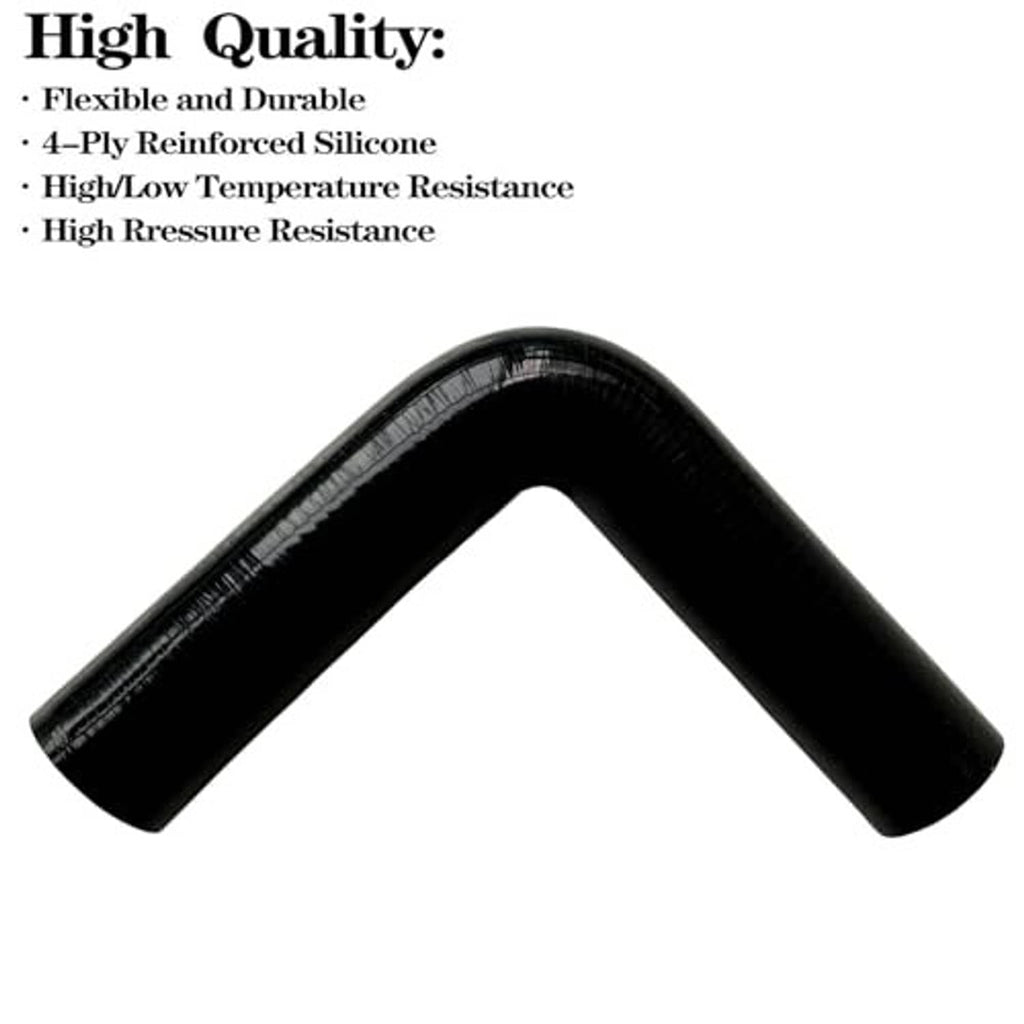 Black 90-degree silicone elbow coupler, curved connector with smooth outer finish
