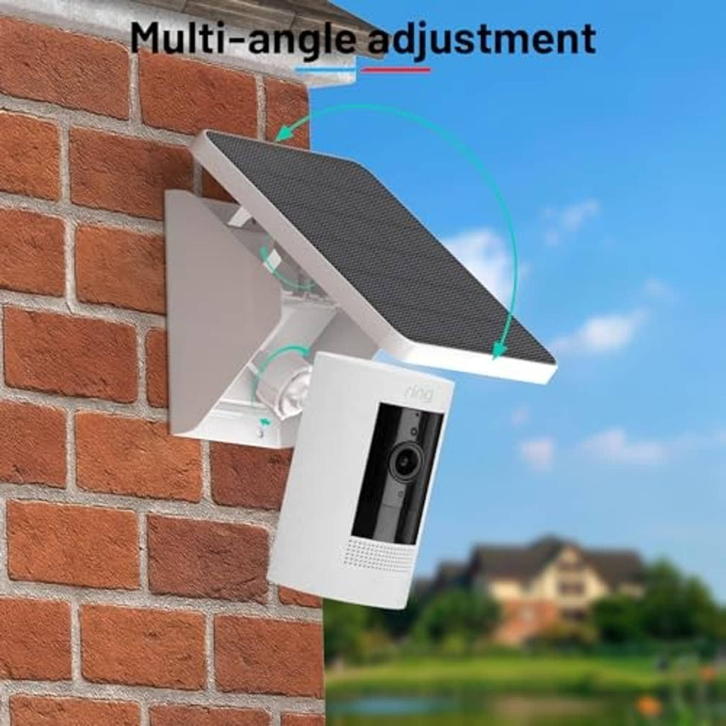 Solar camera mount with multi-angle bracket and dark solar panel