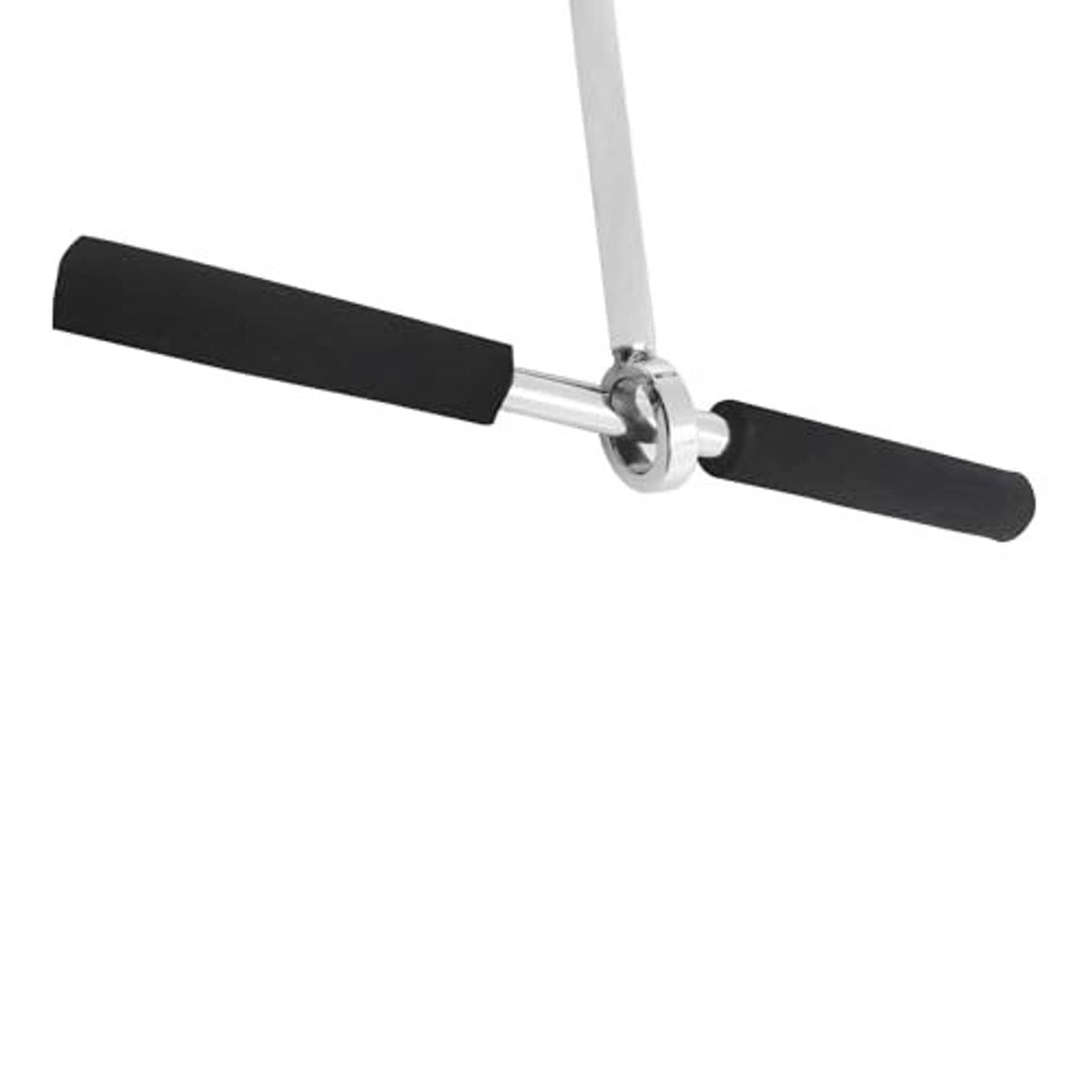 Stainless sand anchor handle with black foam grips and spiral auger bit