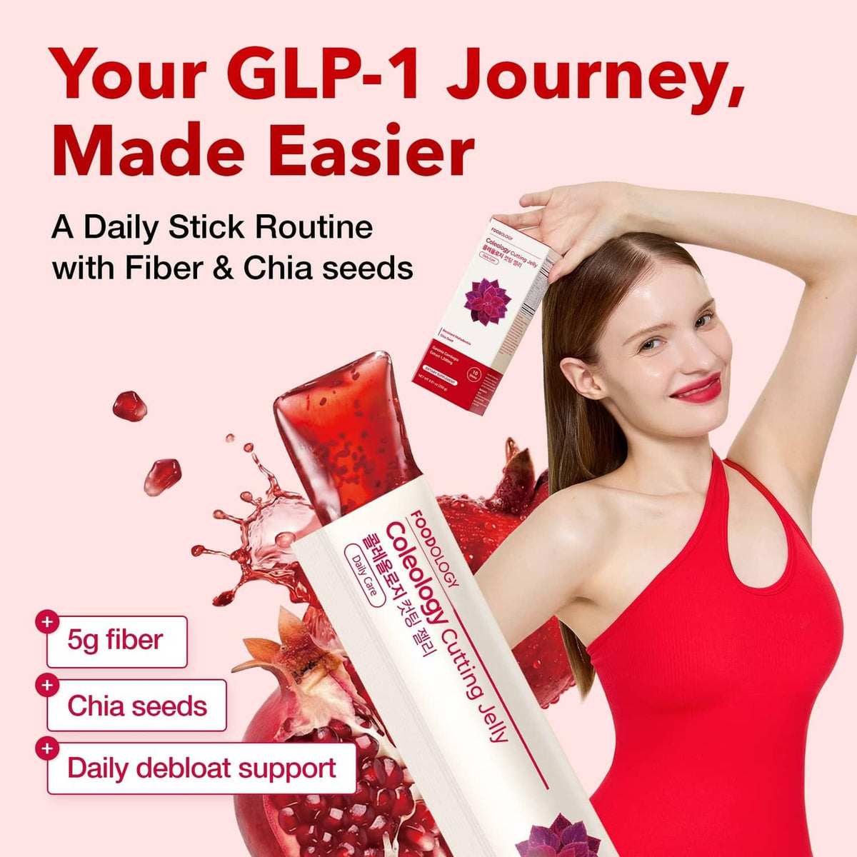 Pomegranate cutting jelly stick sachets with hand holding packs