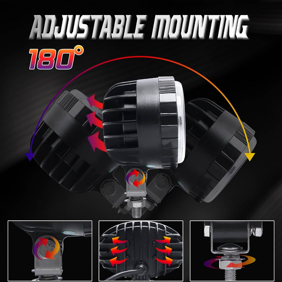 Blue dual-LED safety light with adjustable mounting angle mechanism in black