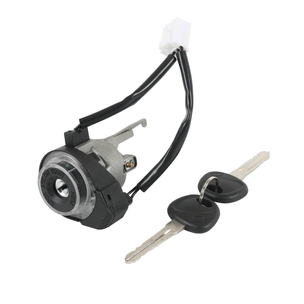 Ignition lock cylinder switch with two keys and white electrical connector