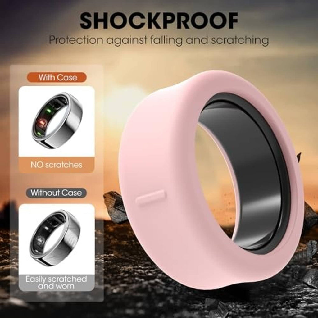 Pink silicone ring cover ring protector with matte finish and side notch