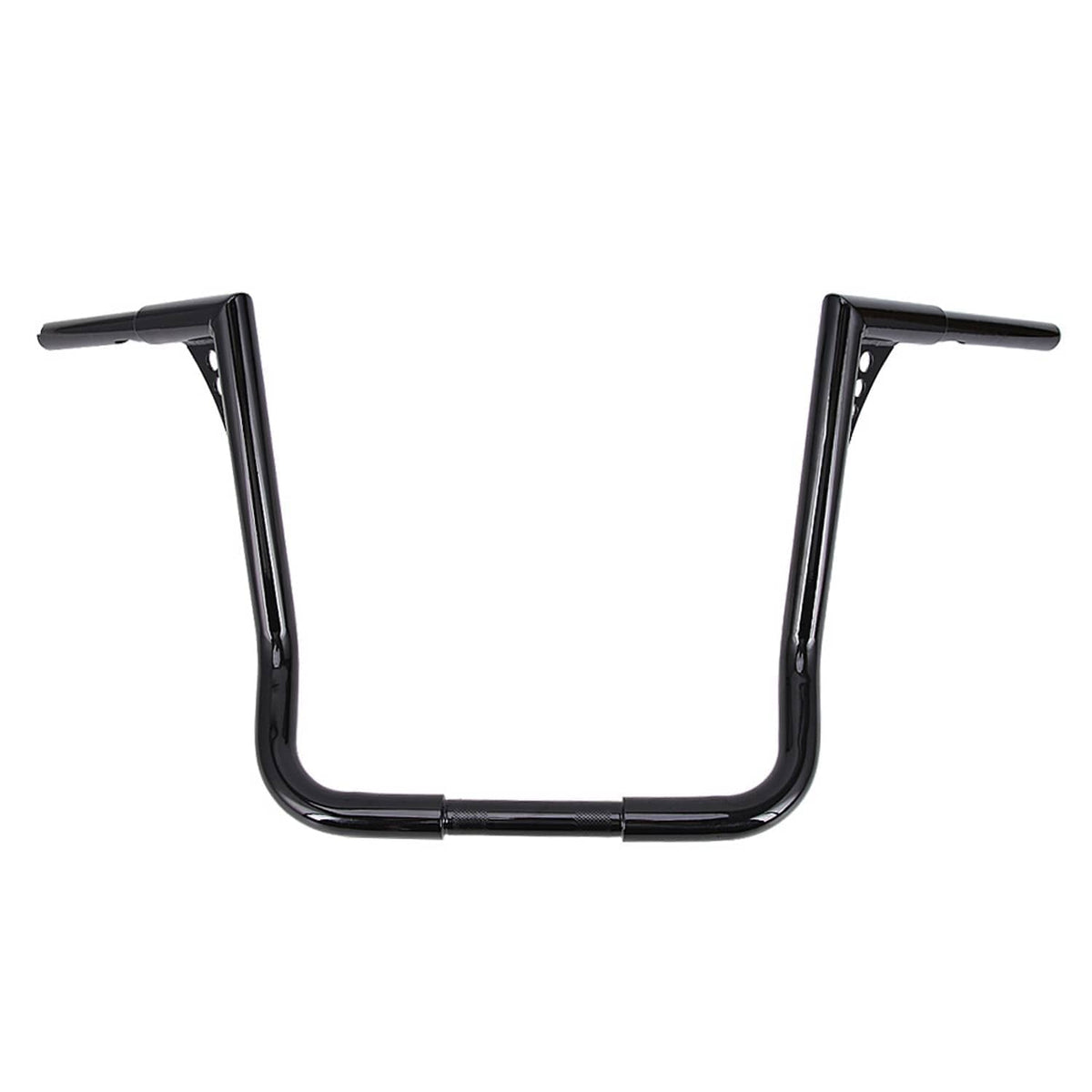 Pair of black meathook handlebar bars with stepped bends and flat grips