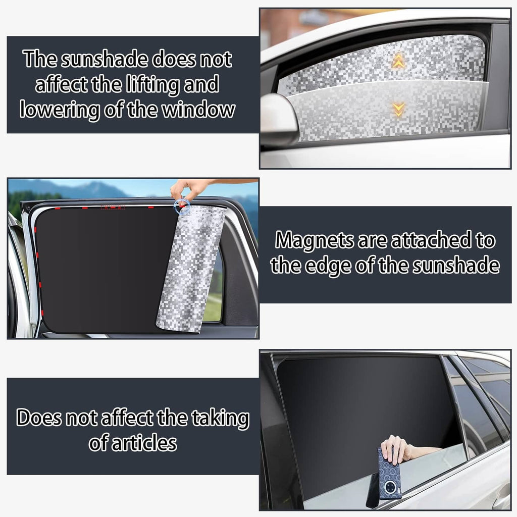 Side window sun shade with magnet-attached edge over car window