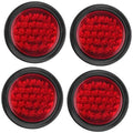 Round red LED trailer tail lights with black housing; 24 LEDs each (4-pack)