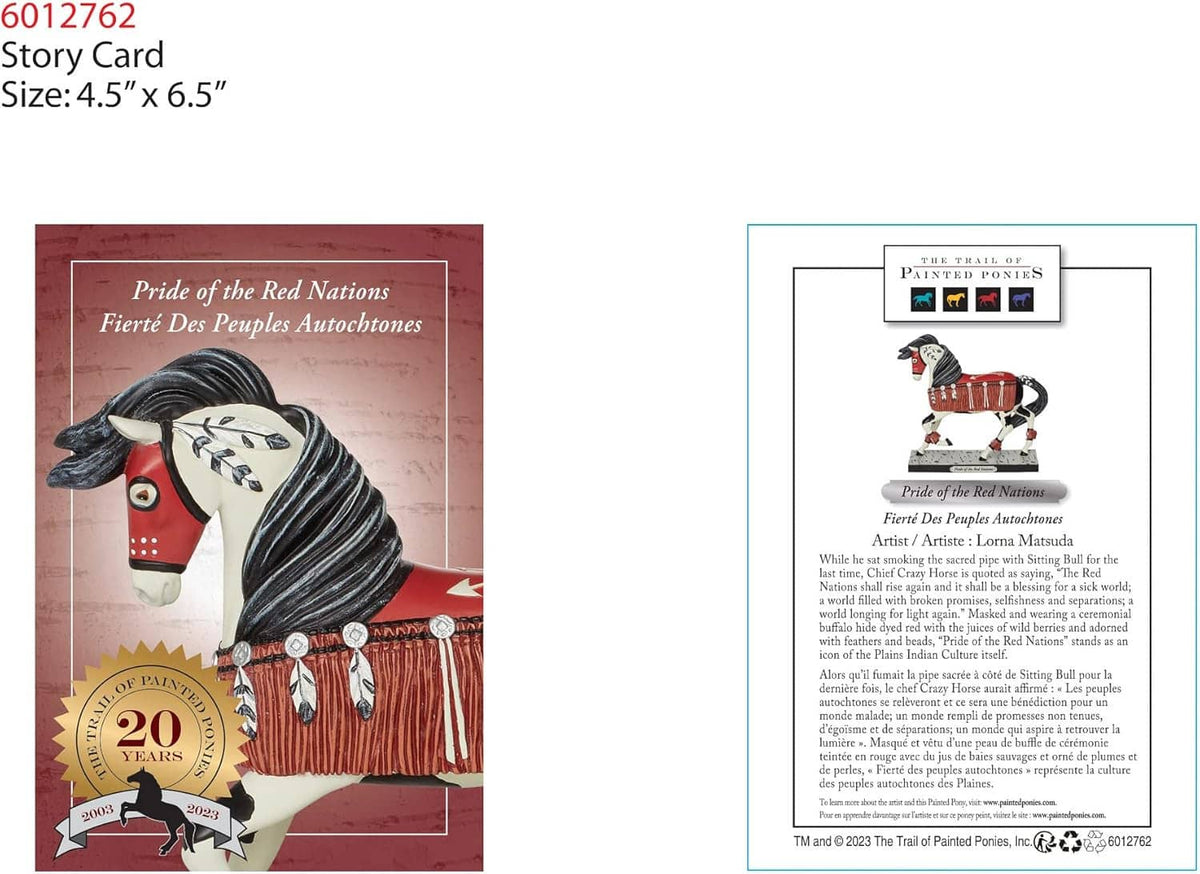 Pride of the Red Nations story card with horse illustration and 20 years badge