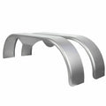 Silver steel trailer fender, teardrop round style, curved arch panel