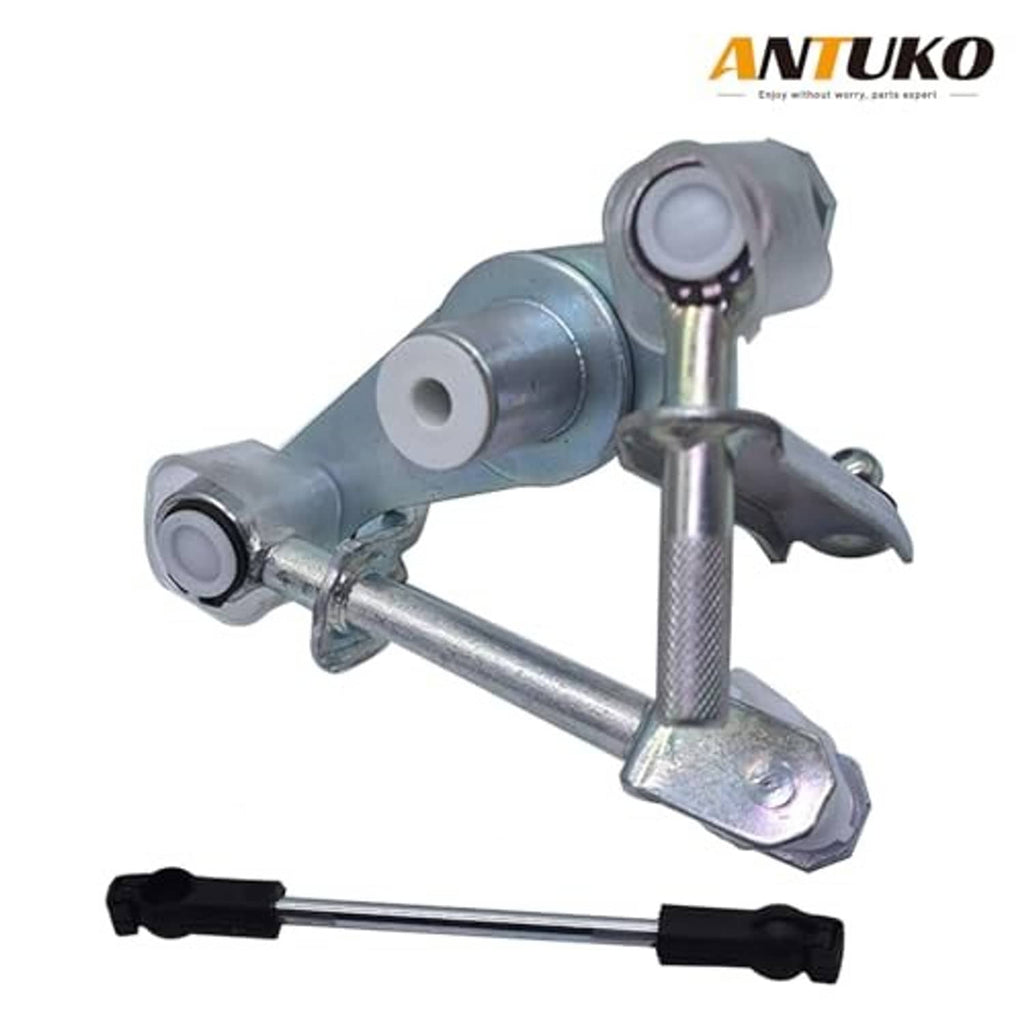 Manual shifter linkage equalizer with metal joint ends and black stabilizer rod