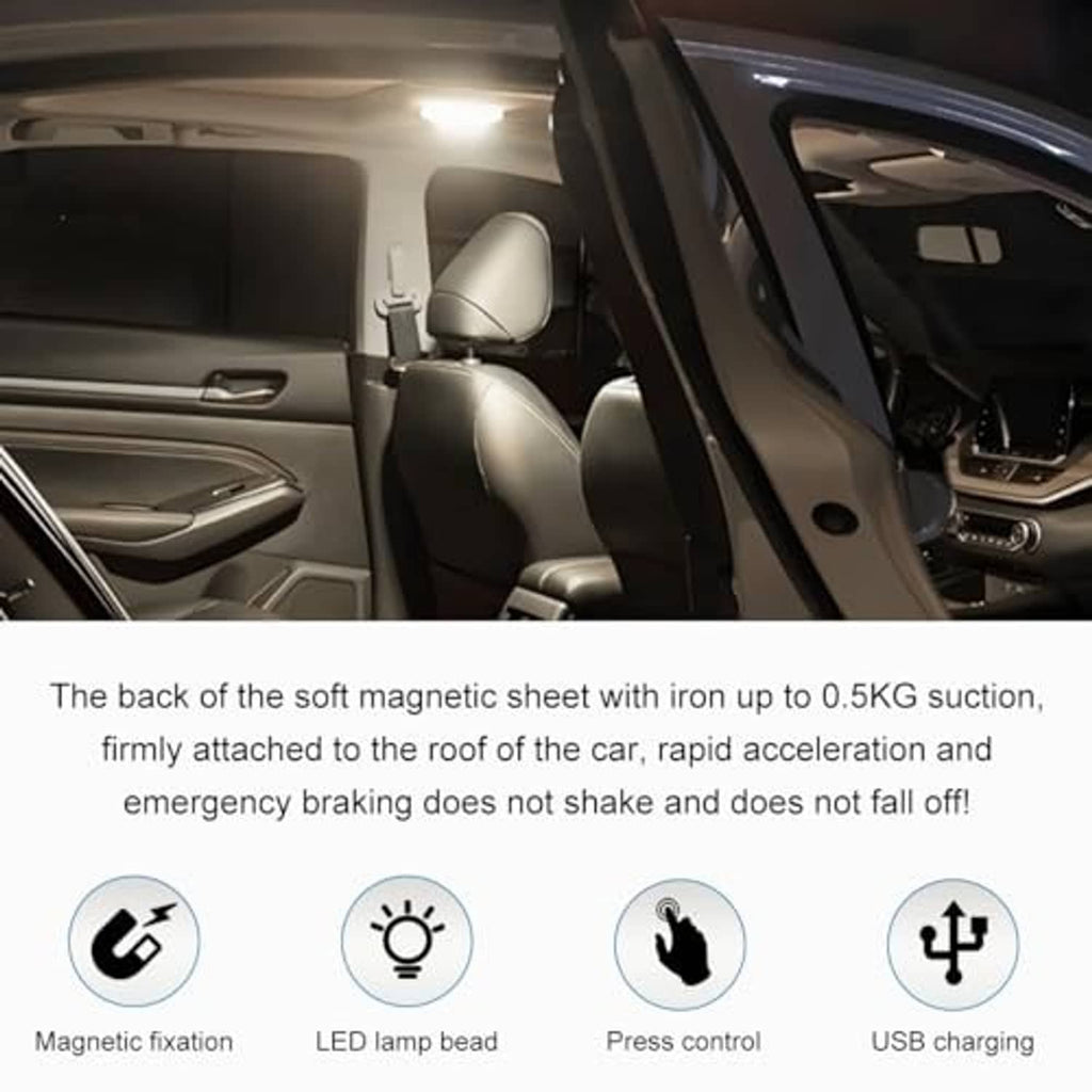 Gray magnetic LED dome light with magnet sheet for roof mounting