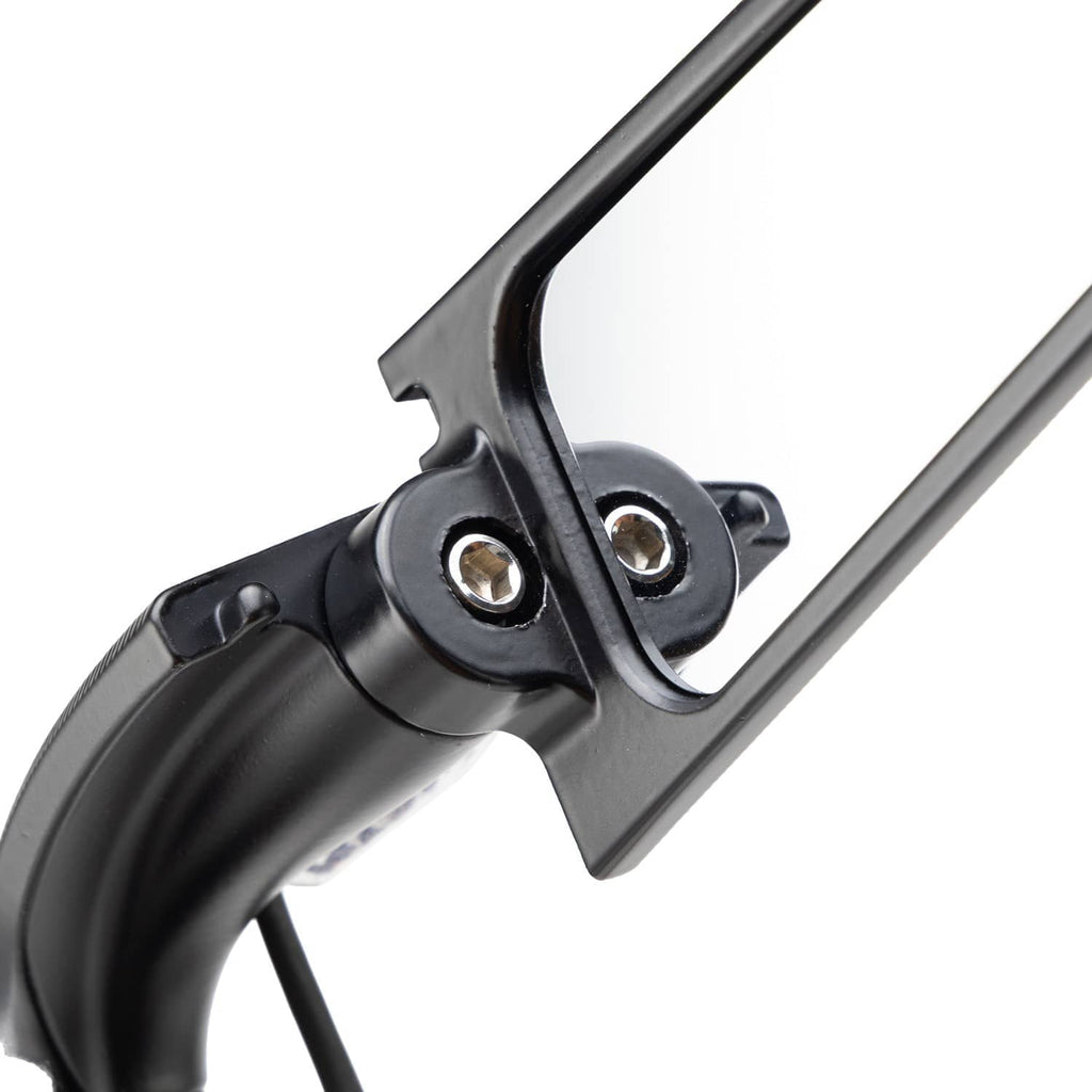 Black LED rearview mirror mounting area with bracket plate and visible screw holes
